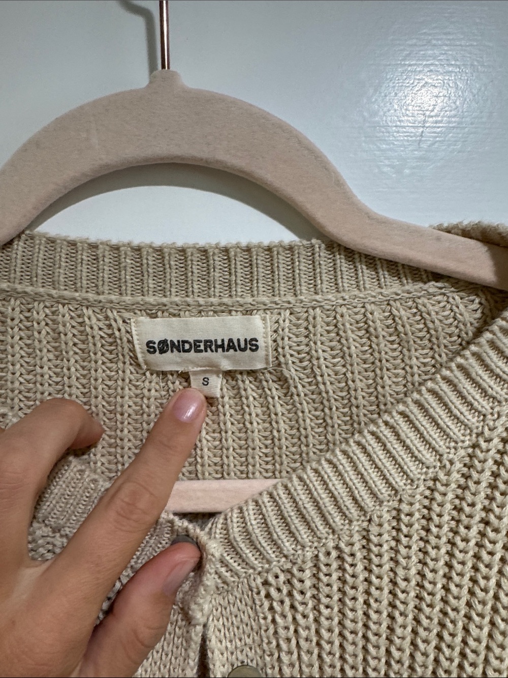 Sønderhaus Cream Knit Short-Sleeve Cardigan Sweater - Picture 2 of 2